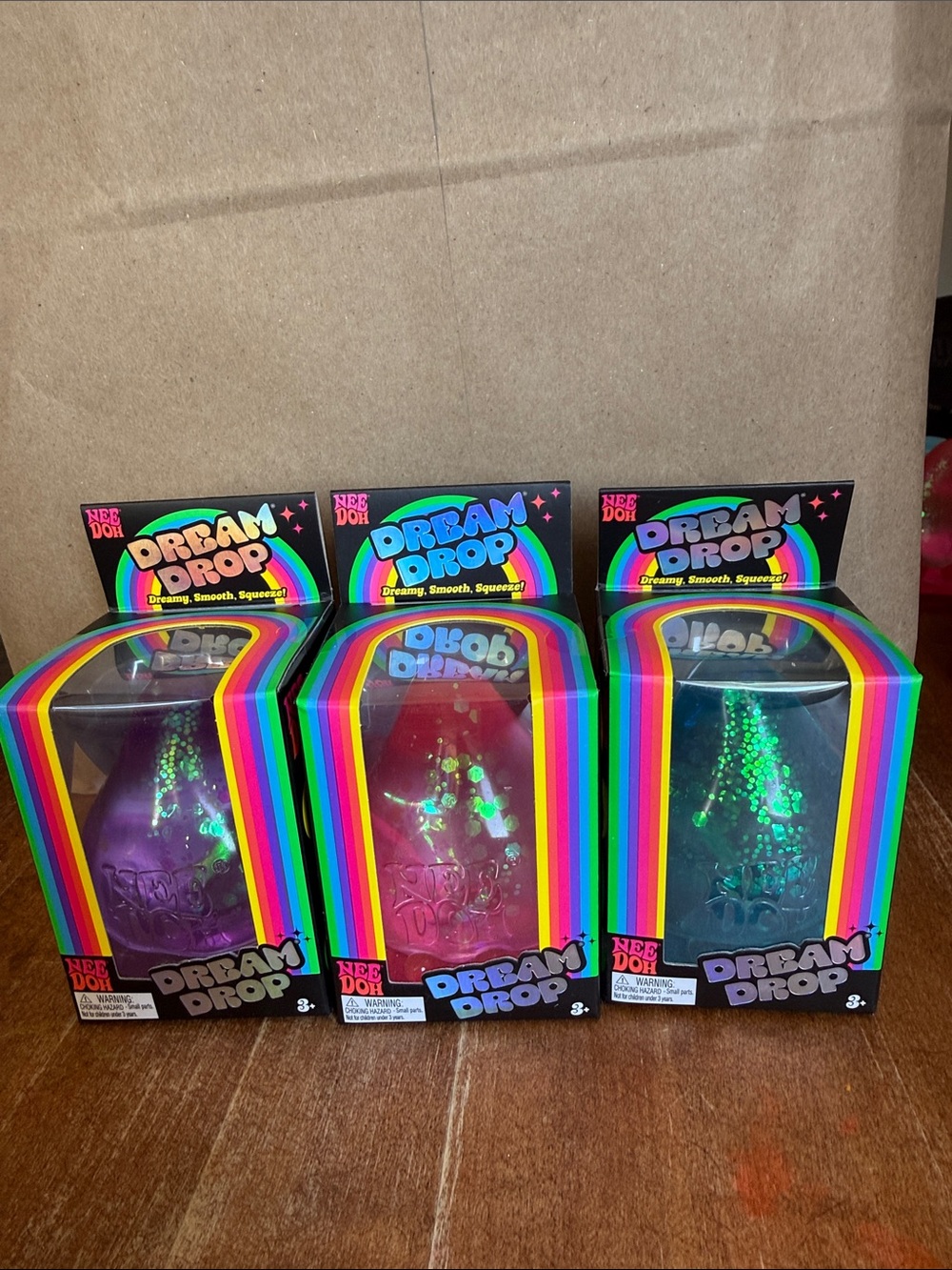 NeeDoh Dream Drop 3 Pack – Pink Blue Purple – NEW – Complete Color Set